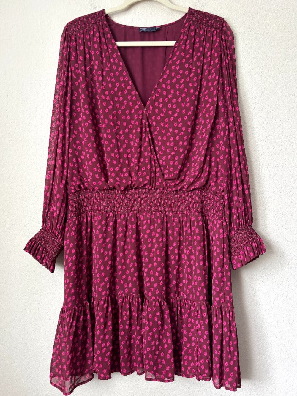 Vineyard Vines XL Faux Wrap Long Sleeve Tiered Mini Dress - Picture 2 of 13